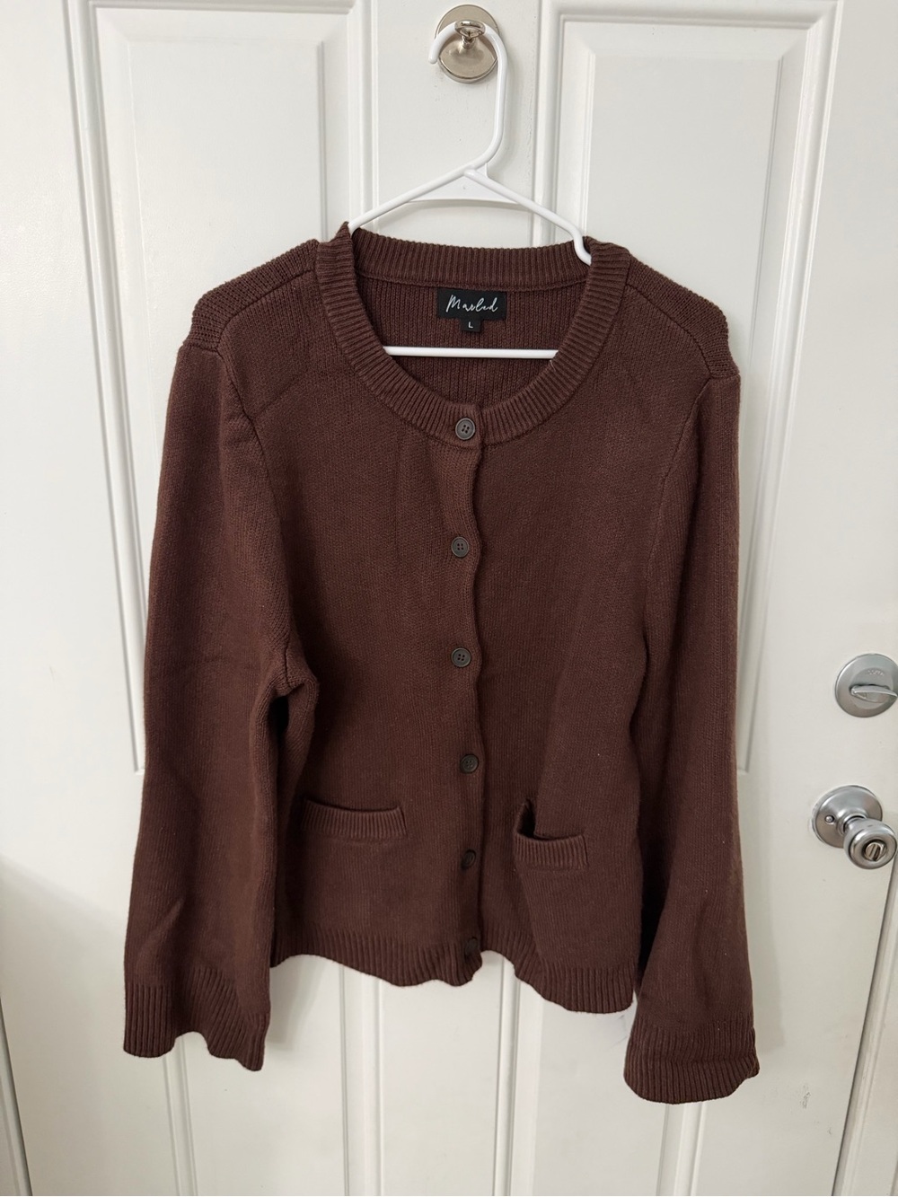 Marvel Women's Chocolate Brown Button-Front Knit Cardigan